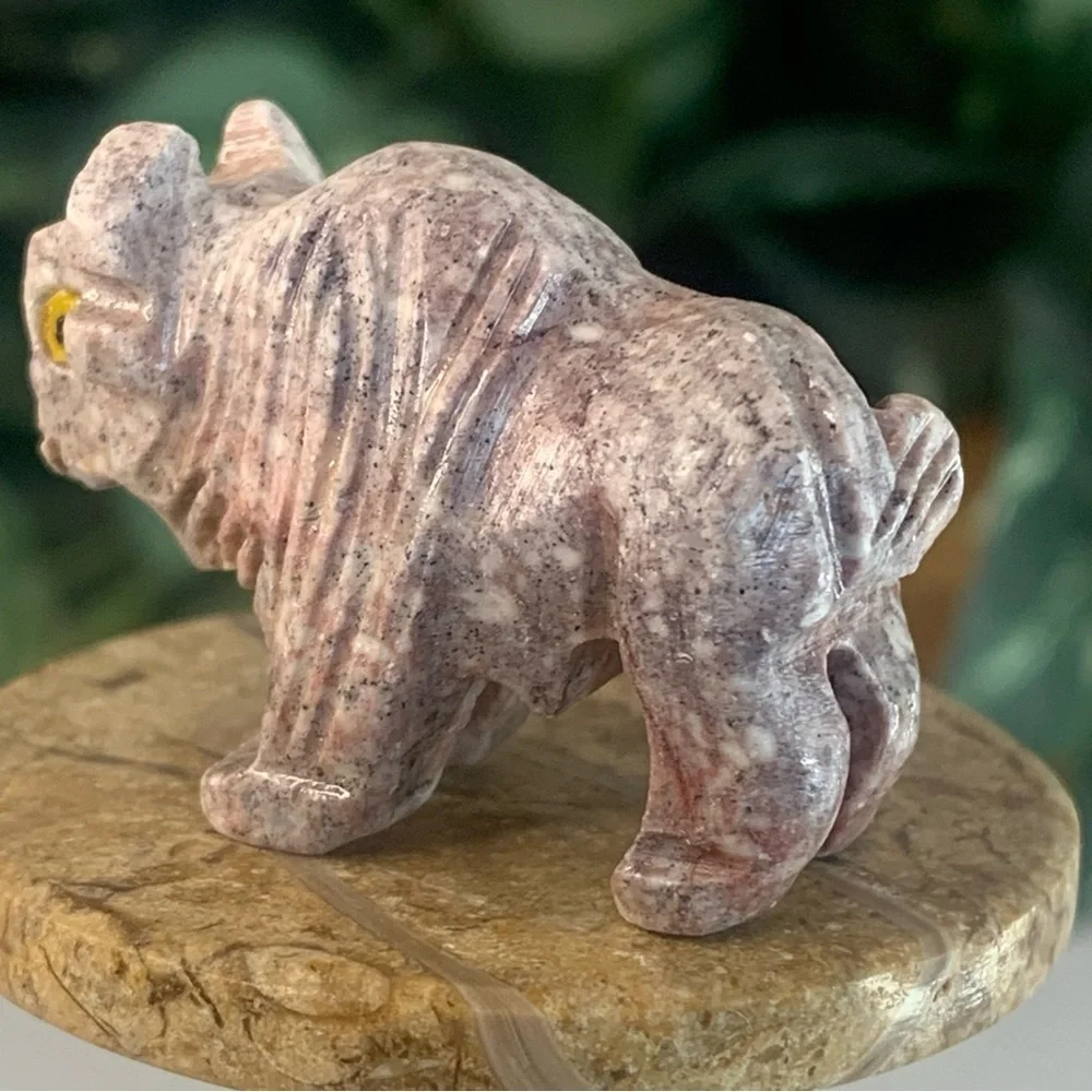 Miniature BUFFALO Stone Carving Mini Figurine Steatite Soapstone Carved Animal